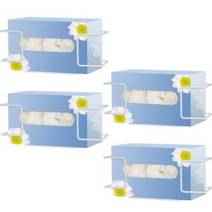 Gerrii 4 Pcs Gloves Box Holder Metal Glove Dispenser Wall Mounted Tissue Box Holder for Lab, Kitchen, Office, Garage, Home, Medical(10.51 x 4.02 x 3.5 Inch, White)