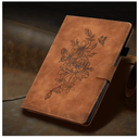 Case for Samsung Galaxy Tab A9+/A9 Plus 11 Inch 2024 2023 (SM-X210/X216/X218), PU Leather Cover Embossed Flower Multi-Angle Stand with Auto Wake/Sleep Case for Galaxy Tab 11 Inch, Brown