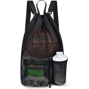 Mildbeer Large Drawstring Backpack for Men Women Athletic Gym Sports Workout Beach Swimming Commuting Travel (Black)