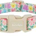 Cotton Dog Collar with Colorful Flowers for Spring Summer, Adjustable Puppy Dog Collars for Small Medium Large Dogs, Cute Girl Boy Dog Collar Ideal for Gifts,Pet Accessory,M