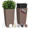 Mueller M-Resin Heavy Duty Tall Planter, Indoor/Outdoor Grande Plant, Tree, Flower Pot, 2-Piece Set, 18”, Modern Design, Built-in Drainage, Mocha