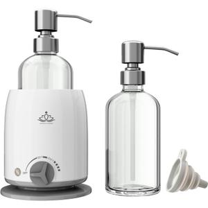 Oil Warmer Dispenser Heated Accelerated Absorption with Perspectivity Glass Bottle Massage Oil Lotion Warmer Heater for Massage Therapy Spa