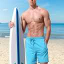 UIQUR Men's Swim Trunks Board Shorts Quick Dry Bathing Suits with Mesh Lining Pockets 7 Inch Inseam Beach Swimwear (Blue, S)