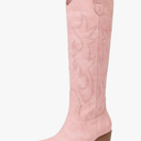 VIMISAOI Western Cowboy Boots for Women Knee High Wide Calf Cowgirl Boots with Embroidered Design Pull-On Pointed Toe Chunky Heel Retro Tall Boot - Size 8