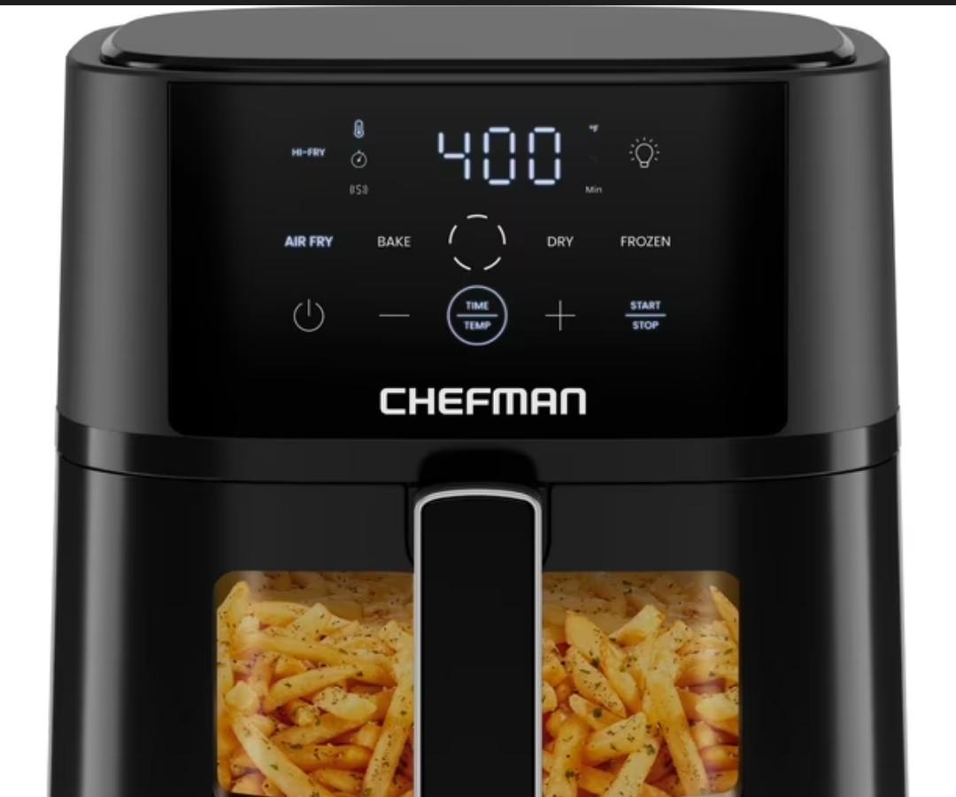 Chefman TurboFry Touch 4-Qt Easy-View Air Fryer w/ 4 Cooking Presets and 450F Hi-Fry Button - Black