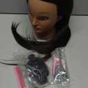 30 inches Long Brown 80% Real Human Hair Mannequin Head with Stand for Braiding Styling Updos Curling Cutting Practice Cosmetology Training Display with Stand