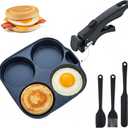 4-Cup Egg Pan Nonstick, Aluminum Omelette Pan with Detachable Handle, Fast Heating Breakfast Omelette Skillet for Fried Eggs Cooker, Pancakes, Suitable for Gas Stove & Induction Cookware
