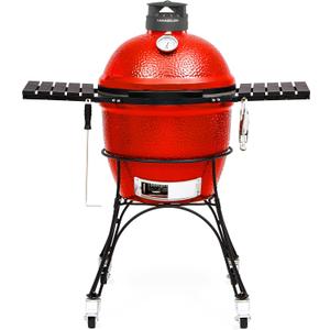 Kamado Joe Classic Joe Series II 18-inch Ceramic Charcoal Grill and Smoker with Cart, Side Shelves, Stainless Steel Grates and 250 Cooking Square Inches in Red, Model KJ-23RHC