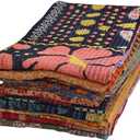 Indian Mix Lot Whole Sale Tribal Kantha Quilts Vintage Cotton Bed Cover Throw Old Assorted Patches Made Rally Vintage Assorted (Pack of 3)