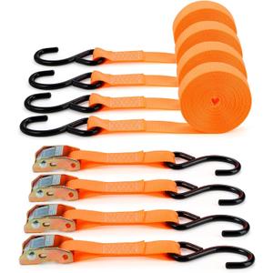 TOPZEA 4 Pack Tie-Down Cam Straps, 1"x 20' Polyester Cambuckle Tie Down Strap Pull Ratchet Strap, 1000lbs Capacity Cargo Lashing Securing Straps with Metal Cam Buckle & S Hooks for Truck, Mower, ATVs