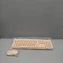 Wireless Keyboard and Mouse, Silent Keyboard Mouse Combo, Full-Sized Colorful Typewriter Keyboard with Round Keycaps, 2.4G Cute Mouse Compatible with PC/Laptop/Computer(Milk Tea)