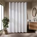 Linen White Boho Shower Curtain 72x72 Waterproof Bathroom Curtain,Adjustable Height Bath Curtain with Weighte Hem,Natural Cloth Fabric Washable Shower Curtains for Home and Hotel.