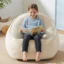 HUGHEAVEN Bean Bag Chairs for Kids, Toddler Bean Bag Chair, Comfy Cozy Reading Chair & Stuffed Toddler Floor Sofa, Soft Beanbag Chairs for Boys and Girls, Lazy Floor Seat for Gaming and Reading, Beige, Small