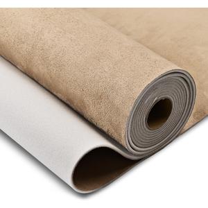 Hiksuky Suede Auto Headliner Fabric 96" L 60" W with Foam Backing - Beige Interior Replacement Material for Car/Truck/SUV/RV Roof, Tube Packaging - Home Repair/DIY Headliner Material