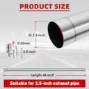 LCGP 2.5 Inch Straight Exhaust Pipe, 2.5" Stainless Steel Straight Muffler Replacement Pipe, 48" Length Mandrel Exhaust Tube with Two Lap Joint Band Clamps(New Version)