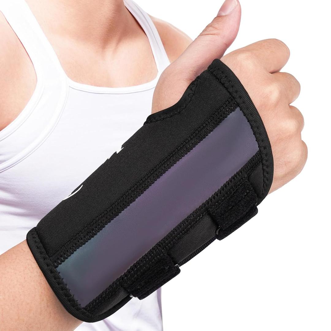 Wrist Brace for Carpal Tunnel Night Support with 2 POM Stays, Wrist Splints Left/Right Hand Stabilizer Adjustable Wrist Support for Pain Relief Typing, Sleeping, Gym (Darkblack-Left, S)