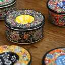 Decorative Ceramic Jar-Colorful Decorative Jar with Lid-Handmade Small Decorative Jar-Windproof Unique Jars-Turkish Home Decor (Obsidian)