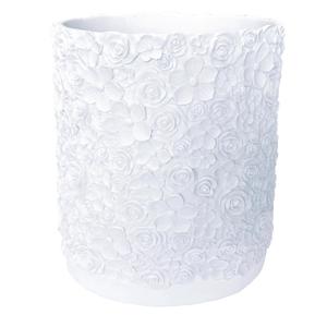Decorative Trash Can Elegant Resin Carved Waste Basket 8"x10" Trash Bin Decor Rose Floral Garbage Can for Office Bathroom,Bedroom,Livingroom 8L/2.2Gallon(White)