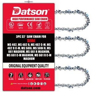 32 Inch Chainsaw Chain For STIHL MS 462, MS 462 R, MS 462 C-M, MS 462 R C-M, MS 500i, MS 500i R, MS 661 MAGNUM, MS 661 R MAGNUM, MS 661 C-M MAGNUM, MS 661 R C-M MAGNUM .050 3/8 105 DL