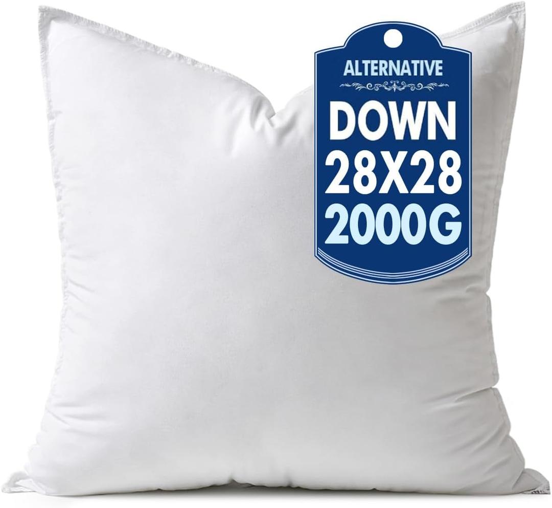 MIULEE 28x28 Down Alternative Pillow Insert Euro Decorative Throw Pillow 28 x 28 Inch Body Bed Sleeping Ultra Soft Fluffy Form for Sofa Couch Bed