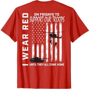 Red Friday Military Veteran Support Our Troops American Flag T-Shirt Small