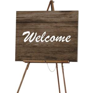 Falling in Art 65" A-Frame Tripod Easel Stand, Wooden Display Easel with Adjustable Canvas Holder, Floor Easel for Wedding Signs, Posters, Paintings, Artwork(Brown)