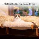 CHEERHOME PETS Cat Window Perch with Washable Bolster, Fluffy Cats Hammock Bed for Window, Adjust Wooden Seat for Kitten Bedside Windowsill, Wooden Cats Furniture(Thickened White)