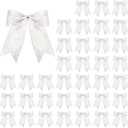 Sumind 36 Pieces White Christmas Tree Glitter Bows, 9 x 13 Inch Tie Ribbon Twist Tie Bows for Treat Bags Gift Wrapping Basket Wedding Birthday Valentine Christmas Tree Wreath Garland Decoration