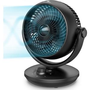 DR.PREPARE Air Circulator Fan for Bedroom, 8 Quiet Desk Fan, 70 Auto-Oscillating Vortex Fan, Efficient Cooling & Circulation Fan, 3 Speeds, 100 Adjustable Tilt, Portable for Home, Office, RV (Black)