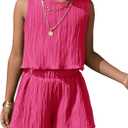 SOLY HUX Toddler Girl's Clothing Sets Summer 2 Piece Outfits Textured Sleeveless Tops and Shorts Casual Vacation Set (Pink)