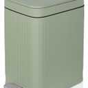 Small Bathroom Trash Can with Lid Slim Soft Close Garbage Can Step Wastebasket Container Trash Bin for Office Bedroom Kitchen Living Room (1.9 Gallon Light Green)