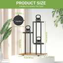 iDavosic.ly 3 Tier Plant Stand Indoor Outdoor, Tiered Corner Multiple Flower Pot Holder Shelf, Metal 23 Inch Tall Display Rack for Patio Porch Living Room Garden Balcony, Modern Black & Rustic Brown