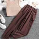 Floerns Girls 2 Piece Outfit Letter Print Rib Knit Crop Tank Top and Cargo Pants Brown 11-12Y