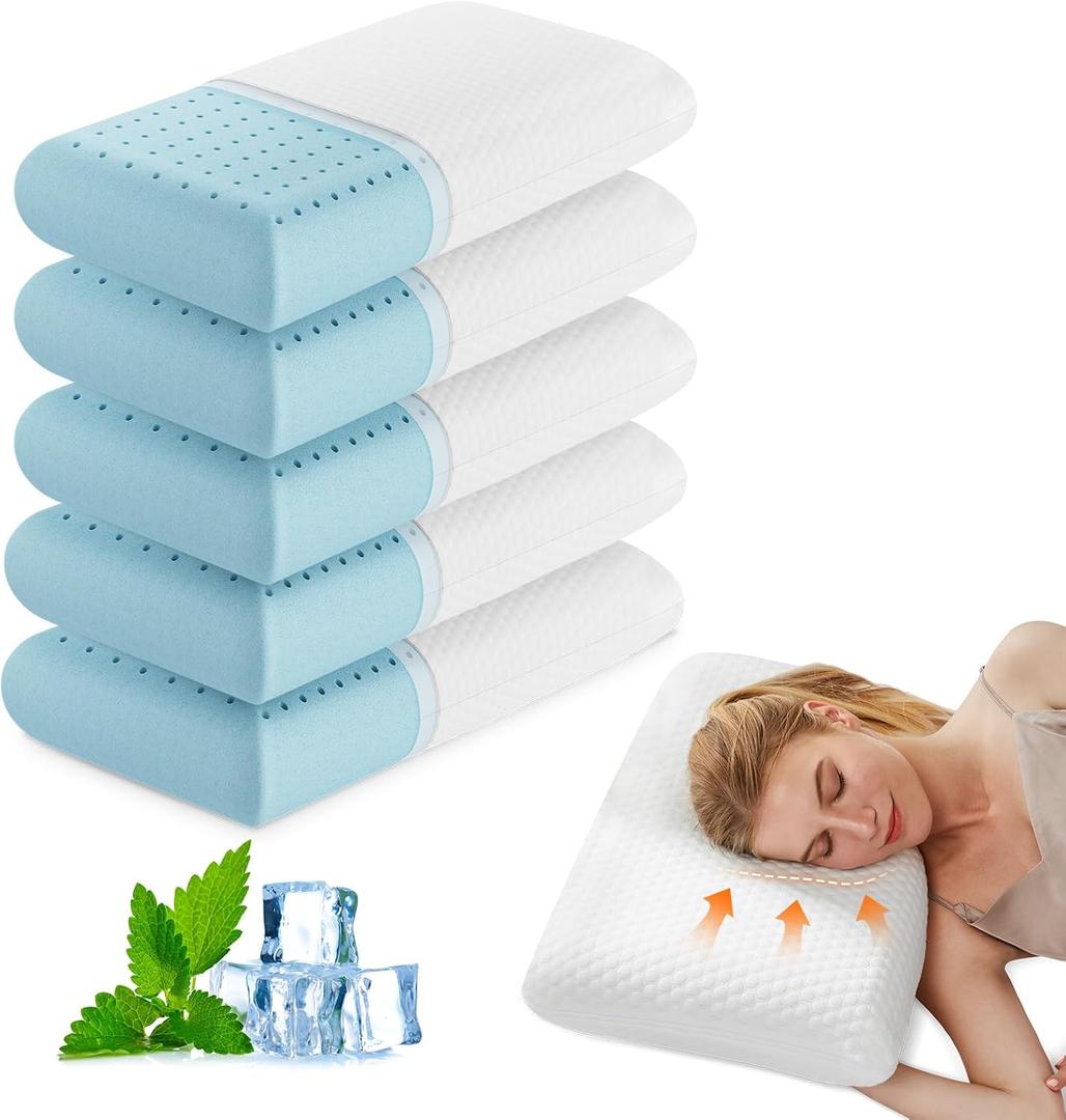 OLIXIS Memory Foam Pillows for Sleeping,1 Pack Queen Size Bed Pillows for Adults,with Removable Washable Cover,Breathable Mesh, Gel Cooling Technology, Firm Support for Back and Side Sleepers,White