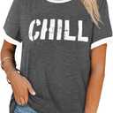 YEXIPO Graphic Tees for Women Short Sleeve Summer Tops Funny Letter Printed Loose Casual T Shirts (XX-Large)