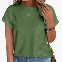 Eytino Women Plus Size Tops Short Sleeve Crewneck Casual Loose Summer Blouse Shirts, M