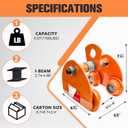 YATOINTO 1100LBS Beam Trolley, 0.5 Ton Capacity 4 Wheels Push Manual Trolley, I Beam Trolley Heavy Duty, Dual Track Rollers for I Beams & Chain Hoists Lifting