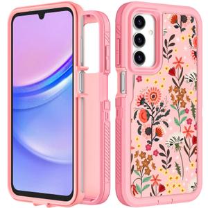 for Samsung Galaxy A15 5G Phone Case - Women Girls Cute Cover Girly Aesthetic Kawaii Unique Design Teens Floral Flowers Heavy Duty Shockproof Protective Case for Galaxy A15 5G 6.5 Inch