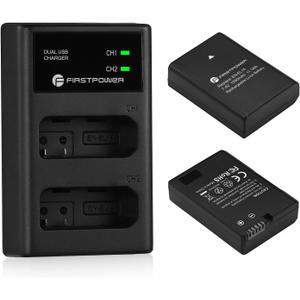 FirstPower 2-Pack EN-EL14/EN-EL14a Battery and Dual USB Charger for Nikon D3100 D3200 D3300 D3400 D3500 D5100 D5200 D5300 D5500 D5600 DF Coolpix P7000 P7100 P7700 P7800