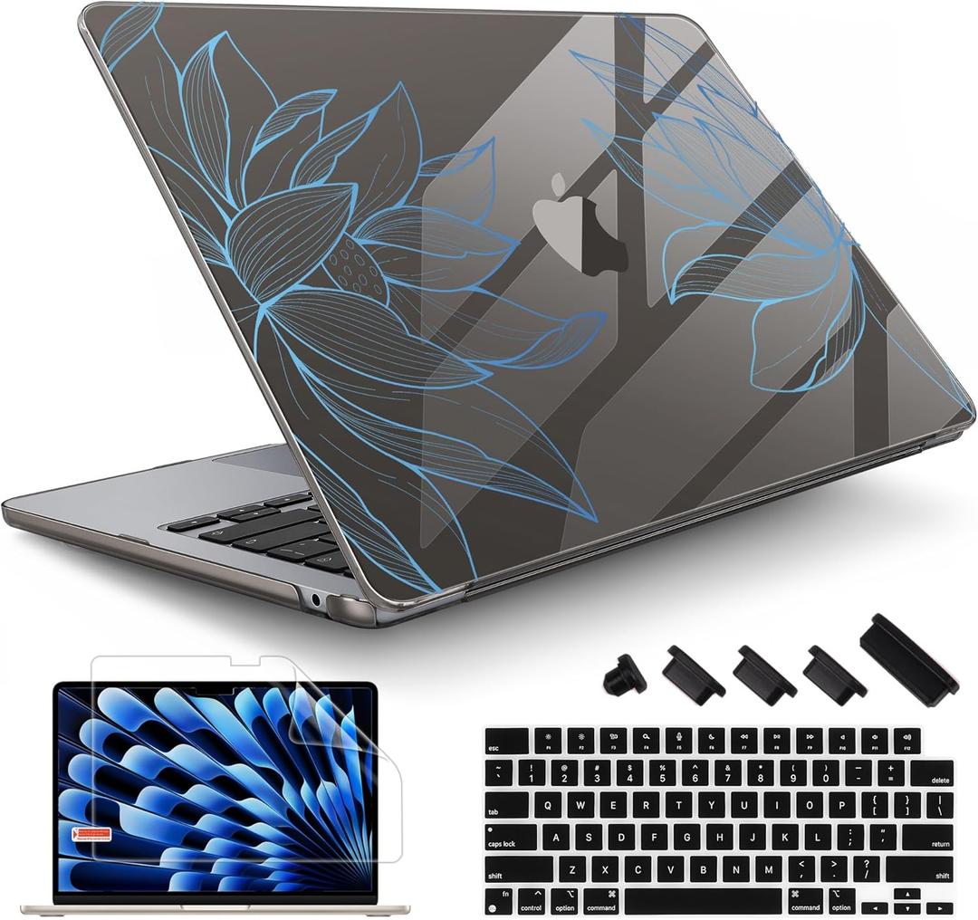 May Chen for MacBook Air 13.6 inch Case A3240 A3113 A2681 M4 M3 M2 Chip, 2025 2024 2023 2022 Release, Ultra-Thin Plastic Hard Shell Case for MacBook Air 13.6" with Retina Display, Botanical line