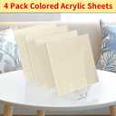 1/8 Thick 12 x 12 inch Acrylic Sheets - 4 Pack Plexiglass Sheets for Creative DIY Projects Laser Cutting Engraving UV Printed Signs Crafts Badges, Beige