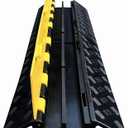 Foldable 2 Channel Rubber Cable Protector, 22000Lbs Load Capacity Wire Hose Pipe Hider Protective Ramp, Driveway Traffic Speed Bump for Asphalt Concrete Gravel Driveway Indoor Outdoor (1PACK)