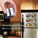 Upgrade Magnetic Spice Jars 12pcs with Wall Mounted,Stainless Steel Spice Tins with Lid and Small Holes for Sprinkle Rust Free Easy to Clean Includes 94 Labeling Stickers by Beeyoka