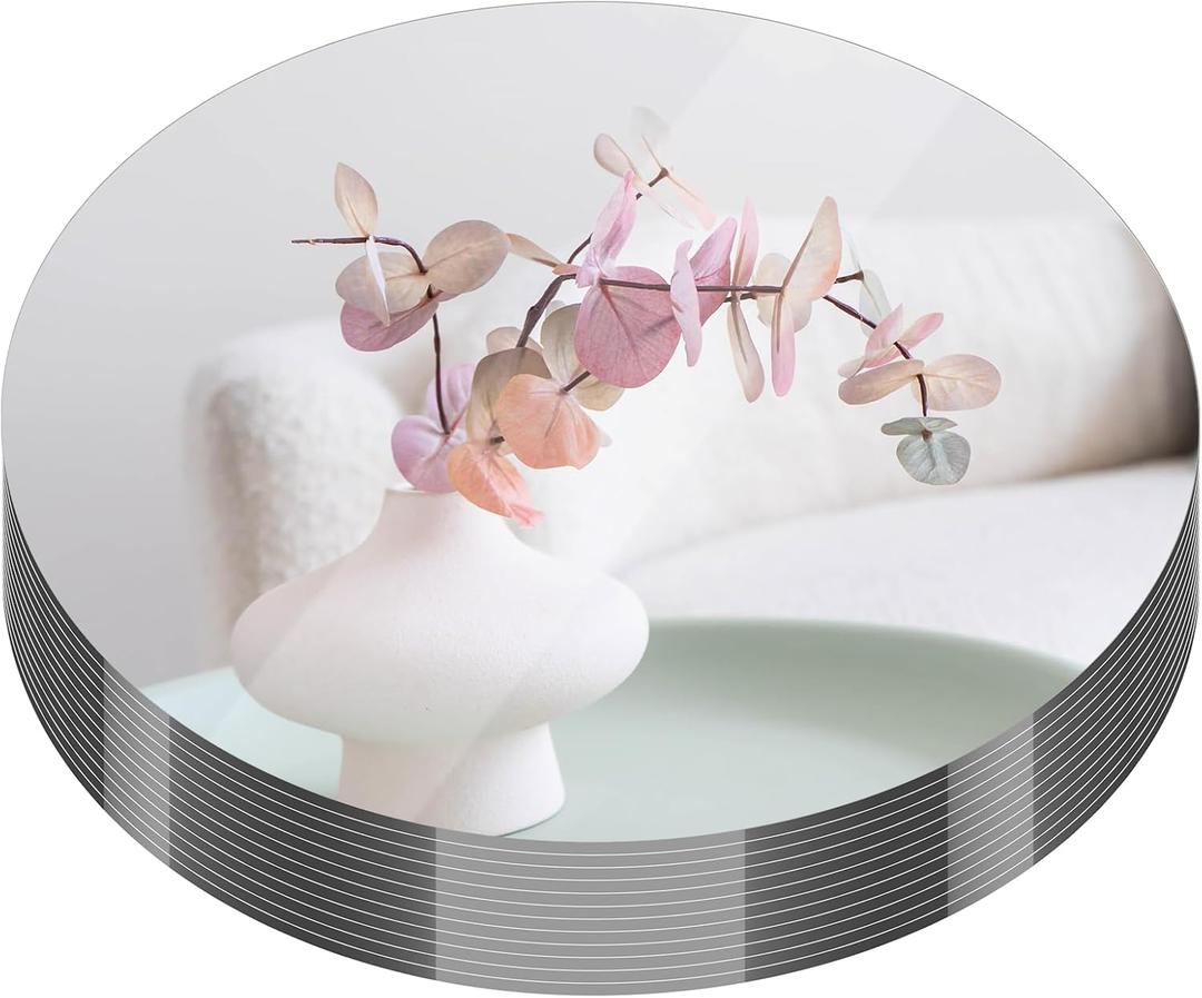 12 Pack Round Mirrors for Centerpieces for Tables, 12" Round Mirrors Trays Plates for Wedding Decorations,Centerpieces, Baby Shower Party, Christmas Decorations
