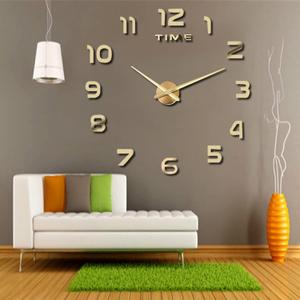 THIDARGO 3D DIY Wall Clock Arabic Numerals Clock Frameless Mirror Surface Wall Sticker Home Decor for Living Room Bedroom(Not Including Battery) (19-27 Inch, Golden)