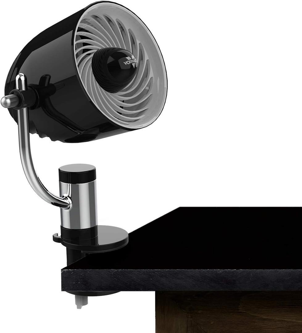 Vornado Pivot Clip Personal Air Circulator, 3-Speed, Portable Desk Fan with Multi-Surface Clip, 360-Degree Adjustable Axis, 9 in Tall, 4 in Diameter, Whisper Quiet, Black