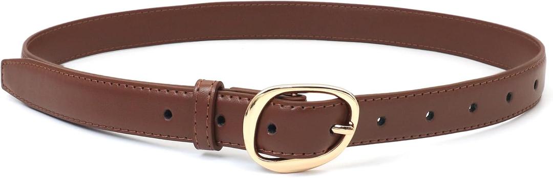 Skinny PU Leather Belts for Women Thin Waist Belt for Dresses Jeans Pants