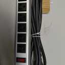 Long Metal 20 Outlet Wide Spaced Garage Industrial Heavy Duty 15 Ft Extension Cord Power Strip 15A, 125V, 1875W Silver&Black
