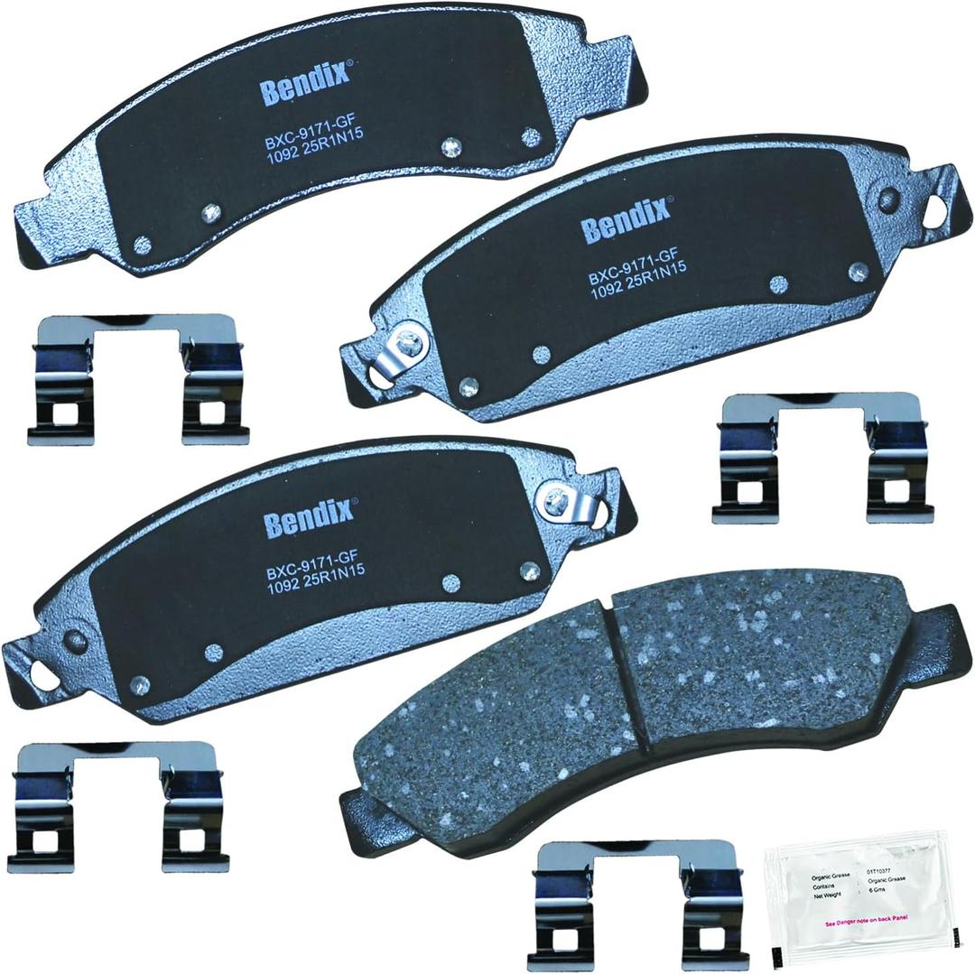 Bendix Priority1 CFC1092 Ceramic Front Brake Pads for Select Models Cadillac Escalade, Escalade ESV, EXT, Chevrolet Avalanche, Silverado 1500, 1500 Classic, Suburban Tahoe, GMC Sierra Yukon, Yukon XL