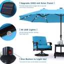 ABCCANOPY 15ft Umbrella Outdoor Patio Solar Lights with Base, Outdoor Double-Sided Rectangle Umbrella for Poolside, Lawn, Backyard (Turquoise)